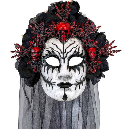 Mask With Black Roses & Veil Death Queen