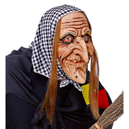 Witch Full Head Mask With Hair & Headscarf