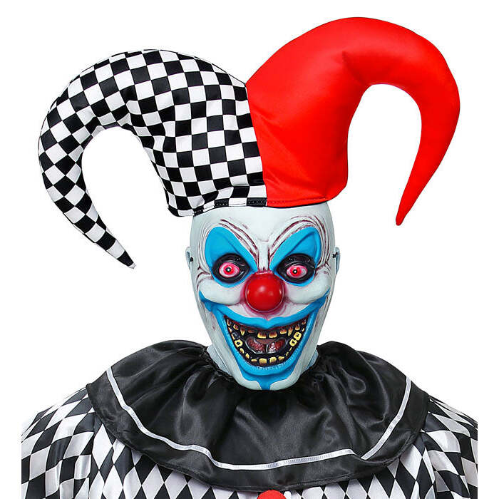 Evil Jester Half-Face Mask With Hat Hard Plastic