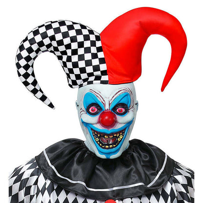 Evil Jester Half-Face Mask With Hat Hard Plastic