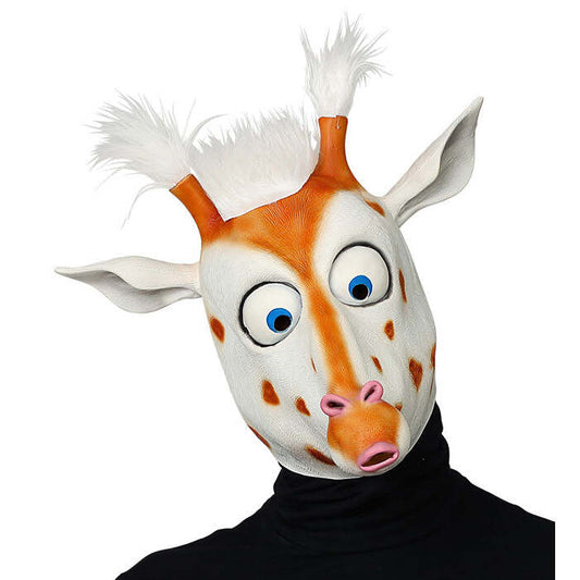 Big Eyes Giraffe Full Head Mask With Plush Hair
