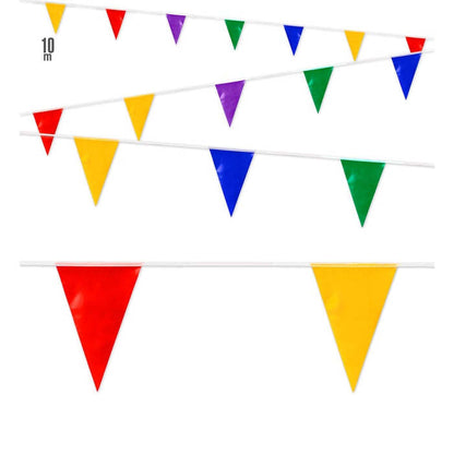 Pvc Multicolor Flag Garland 10 M - Suitable For Outdoor  20 Flags Size 20X30 Cm 