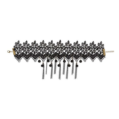Black Pearls & Chains Lace Choker