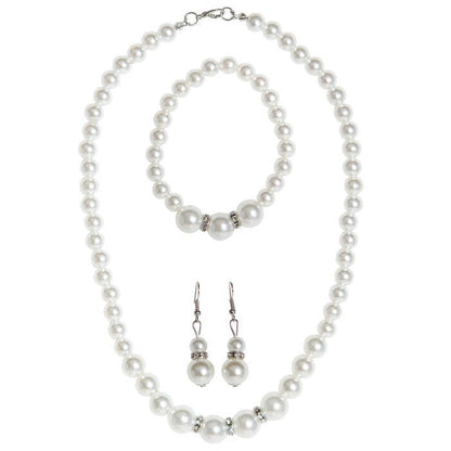 Strass Pearl Necklace, Earrings & Bracelet