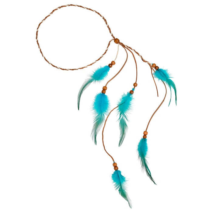 Turquoise Indian Feather Headband