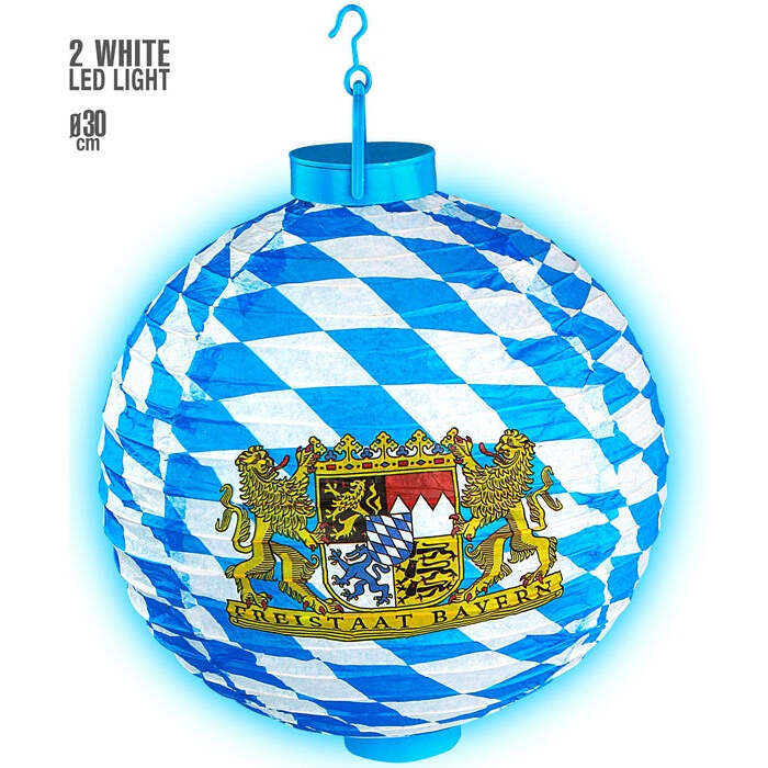 Bavaria Light-Up Lampion With 2 White Led Lights 30 Cm