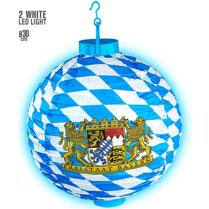 Bavaria Light-Up Lampion With 2 White Led Lights 30 Cm