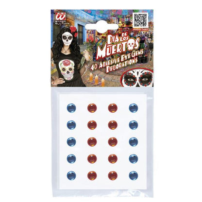 Set Of 40 Adhesive Eye Gems Decorations - Blue/Amber