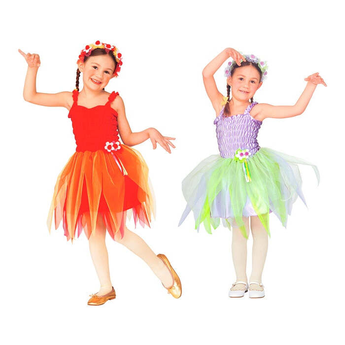 Fairy Ballerina Light Blue & Pink Ass.  Dress, Headband With Flowers 