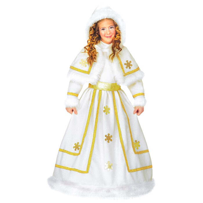 Snow Princess  Dress With Wire Hoop, Belt, Hooded Capelet 