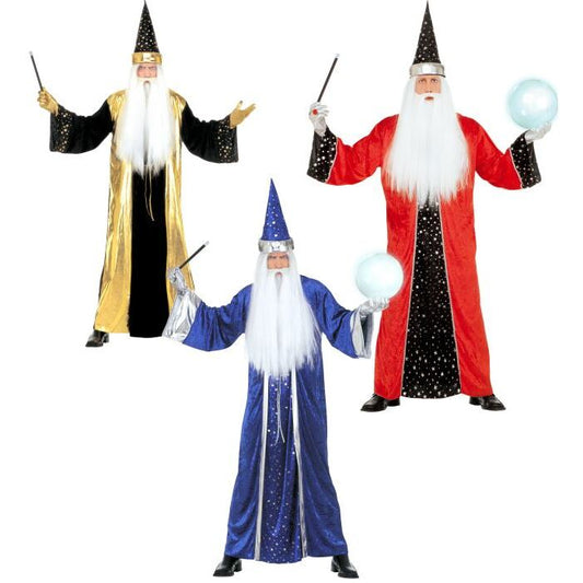 Fantasy Wizard 3 Colors Ass.  Robe, Hat 