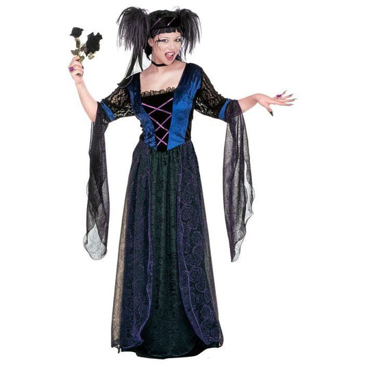 Gothic Princess  Velvet Dress With Veils, Headpiece With Veil 