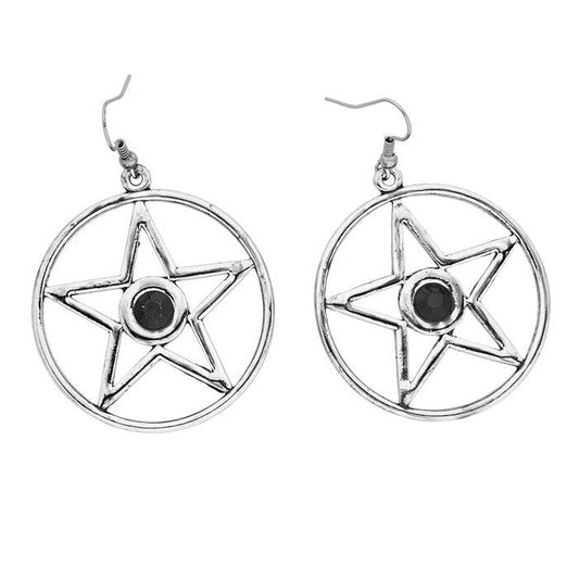 Pair Of Gothic Earrings With Black Gem
