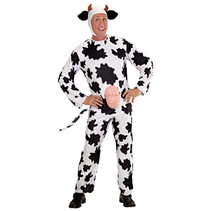 Funny Cow  Jumpsuit With Nipples, Headpiece With Horns 