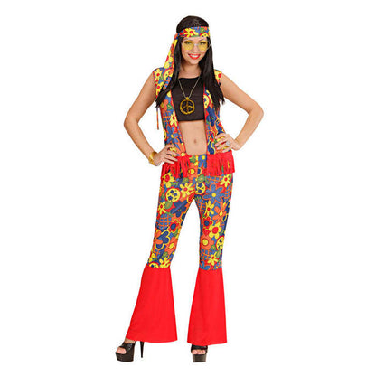 Hippie Woman  Top, Vest, Pants, Headband, Necklace With Medallion 