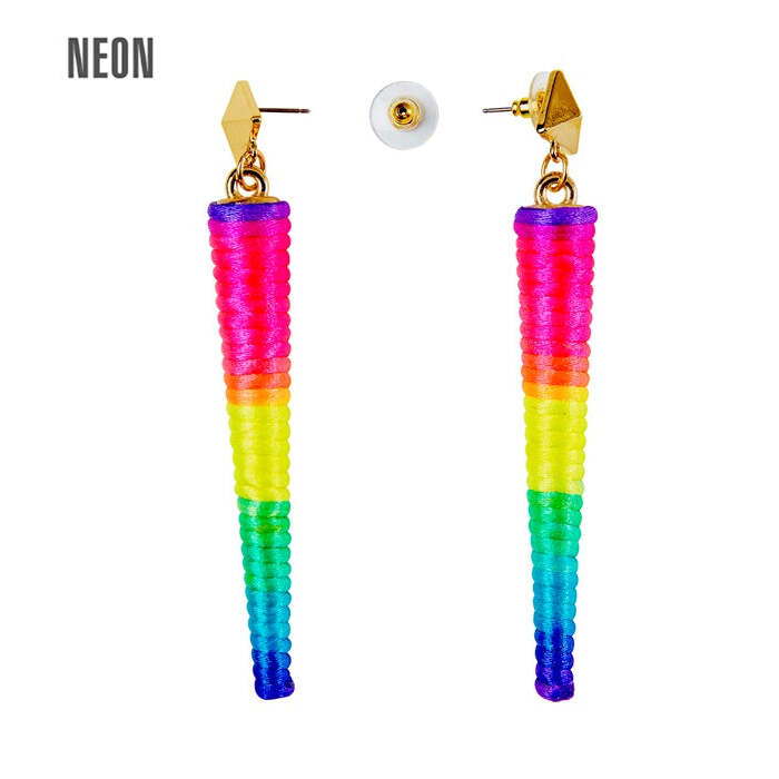 Pair Of Neon Multicolor Cone Earrings