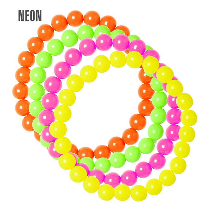 Set Of 4 Neon Beaded Bracelets