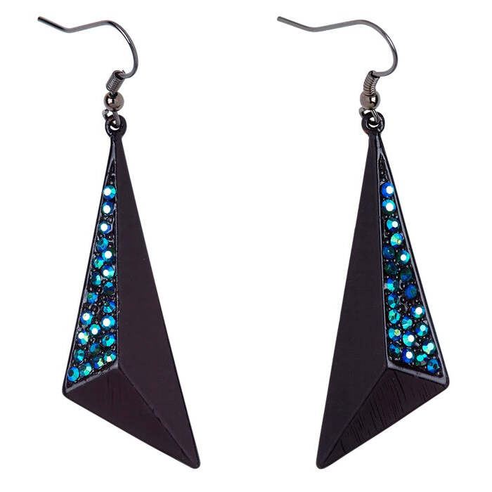 Pair Of Black & Sapphire Strass Earrings