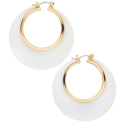 Pair Of White & Gold Disco Earrings