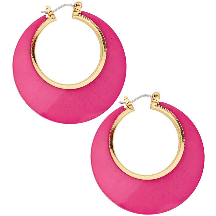 Pair Of Pink & Gold Disco Earrings