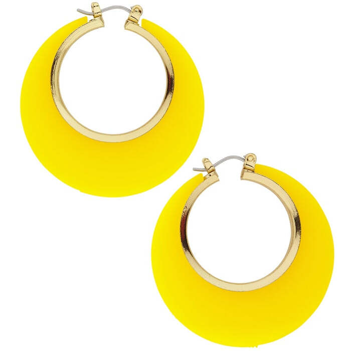 Pair Of Yellow & Gold Disco Earrings