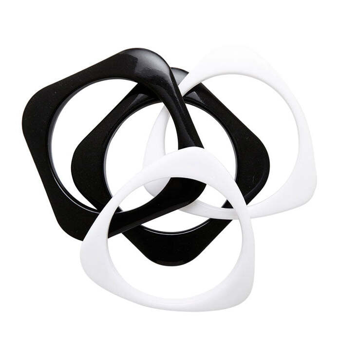 Set Of 4 Black & White Disco Bracelets