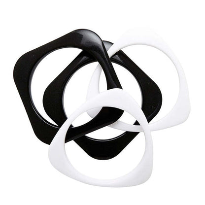 Set Of 4 Black & White Disco Bracelets