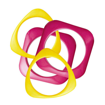 Set Of 4 Pink & Yellow Disco Bracelets