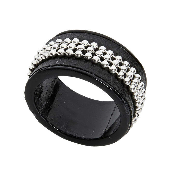 Studded Black Ring