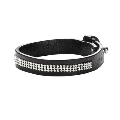 Studded Black Leather Bracelet