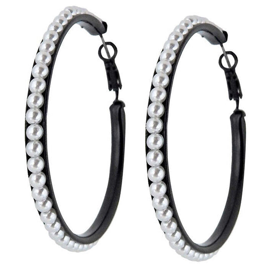 Pair Of Pearl Studded Black Earrings