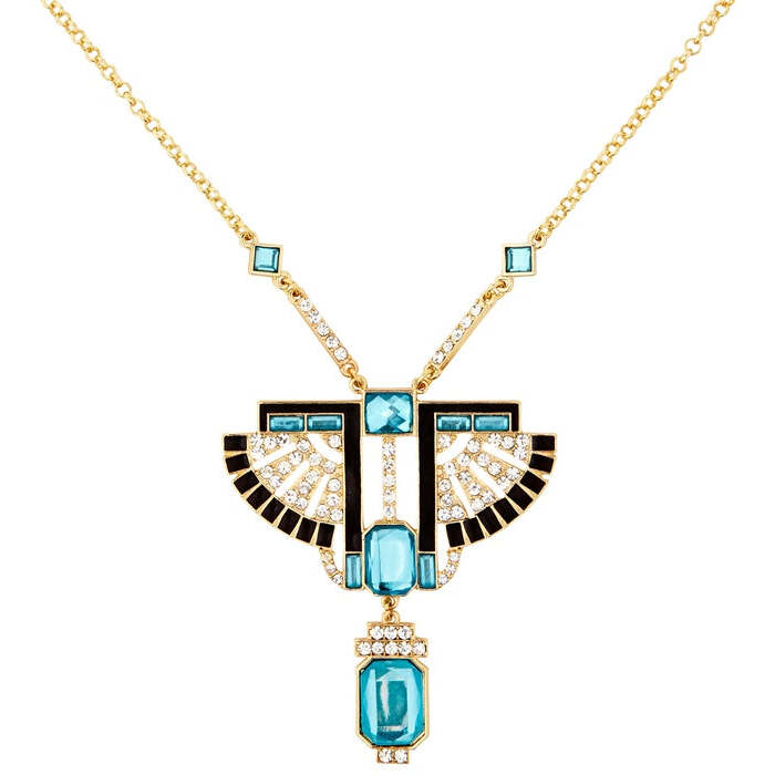Gold Pharaoh Necklace With Strass& Topaz Gems