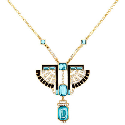 Gold Pharaoh Necklace With Strass& Topaz Gems