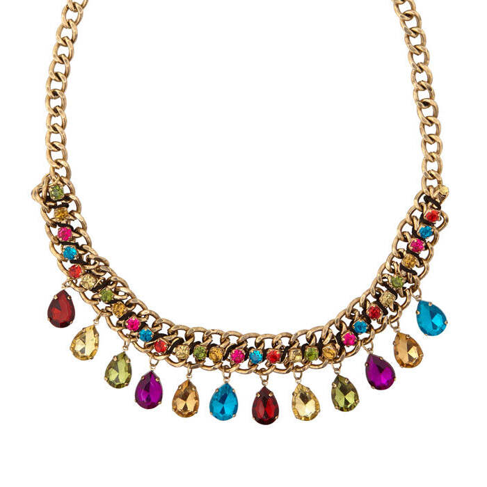 Gold Necklace With Colored Gems