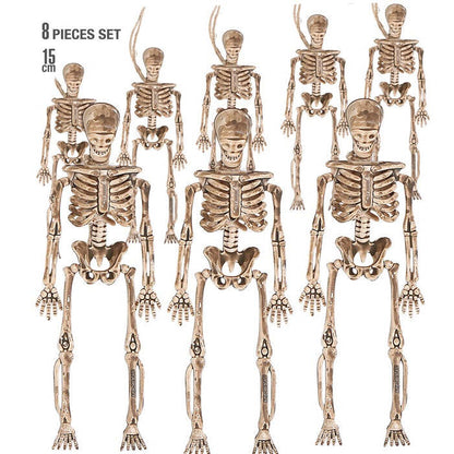 Set Of “8 Skeletons” 15 Cm  With 11 M Cord For Hanging 