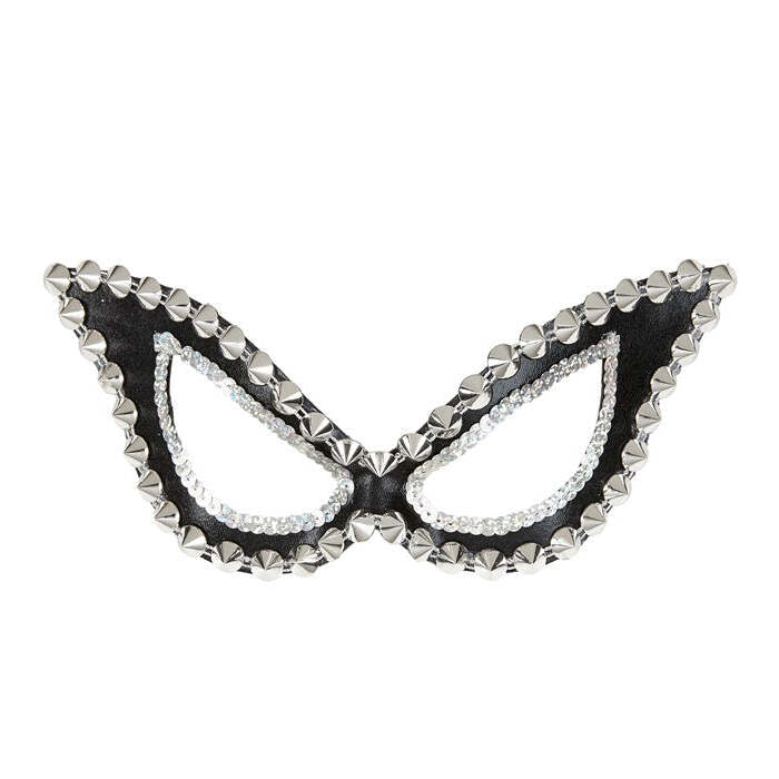 Unisex Shiny Black Studded Cat Eye S&M Eyemask