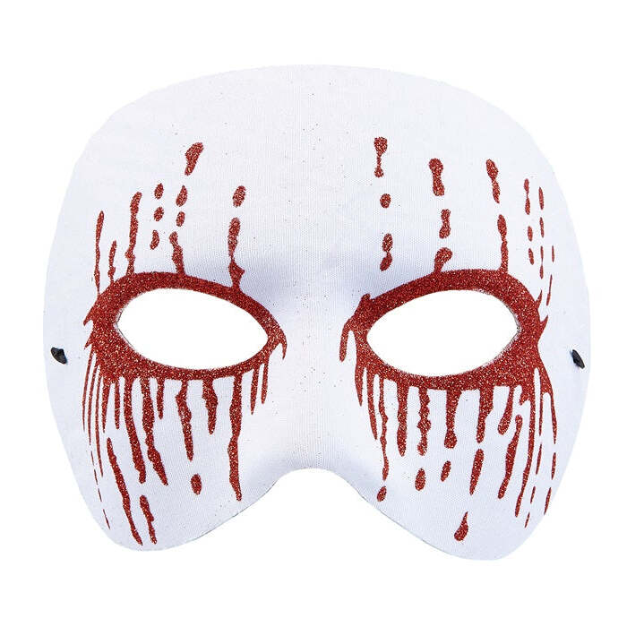 Unisex White Psycho Mask With Red Bleeding Eyes