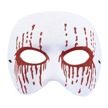 Unisex White Psycho Mask With Red Bleeding Eyes