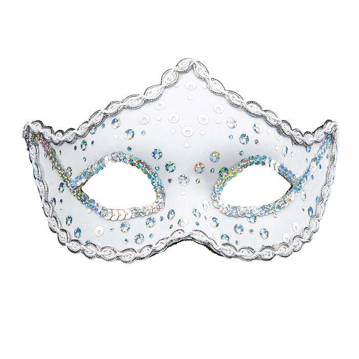 White Rialto Eyemask With Holographic Sequin