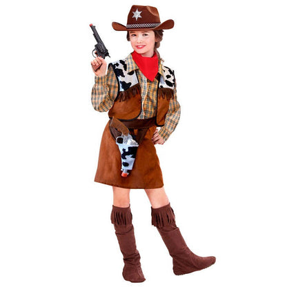 Cowgirl  Shirt, Vest, Skirt, Belt With Pistol Holster, Boot Covers 