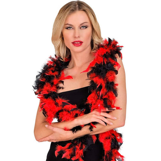 Red/Black Bicolor Feather Boa - 1,80 M - 50 G