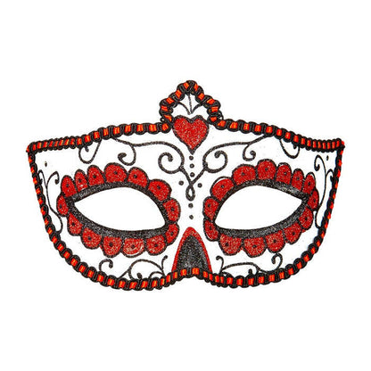 Dia De Los Muertos Eyemask Decorated With Black & Red 