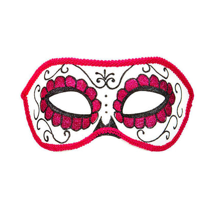 Unisex Dia De Los Muertos Eyemask Decorated With Black & Pink 