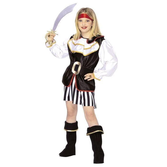 Pirate Girl  Coat With Jabot, Skirt, Belt, Boot Covers, Headband 