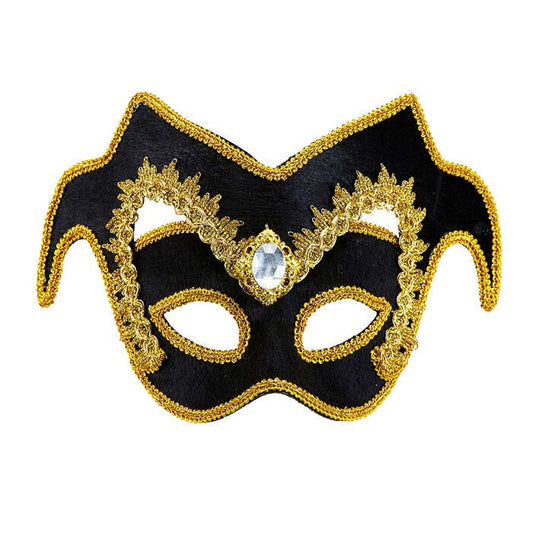 Unisex Venetian Nobleman Eyemask With Gem And Gold Trim