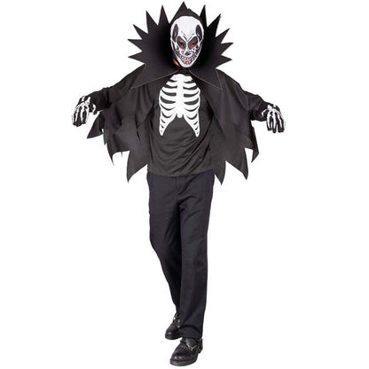 Scary Skeleton  Coat, Cape With Stand-Up Collar, Mask 