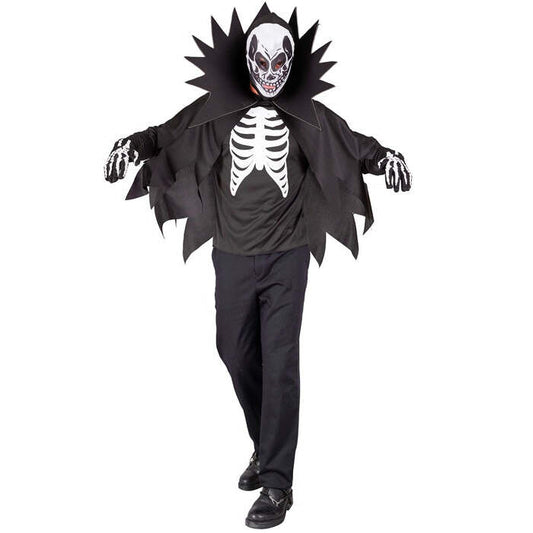 Scary Skeleton  Coat, Cape With Stand-Up Collar, Mask 