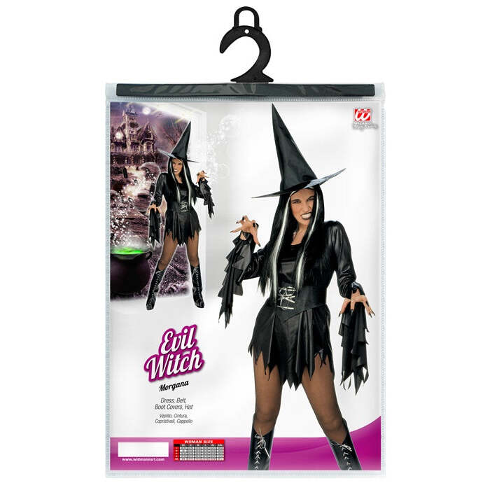 Evil Witch  Dress, Belt, Boot Covers, Hat 