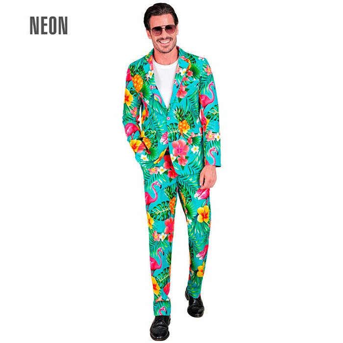 Neon Flamingo Party Fashion Suit  Jacket, Pants 
