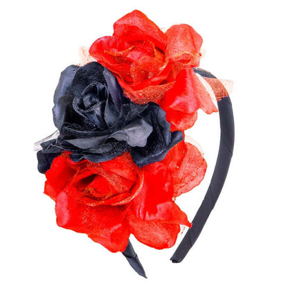 3 Red-Black Roses Headband 